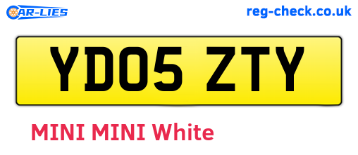 YD05ZTY are the vehicle registration plates.