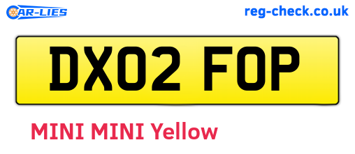 DX02FOP are the vehicle registration plates.