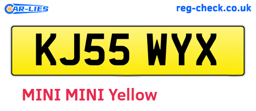 KJ55WYX are the vehicle registration plates.
