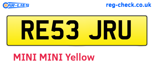 RE53JRU are the vehicle registration plates.