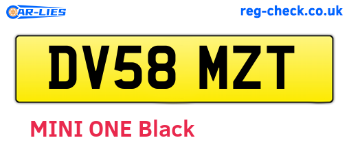 DV58MZT are the vehicle registration plates.
