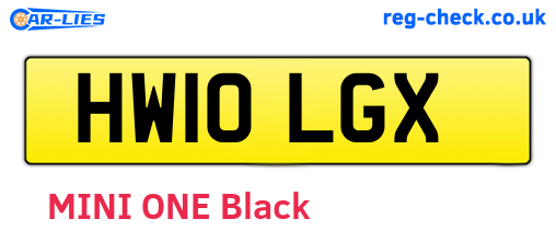 HW10LGX are the vehicle registration plates.