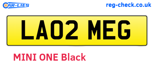 LA02MEG are the vehicle registration plates.