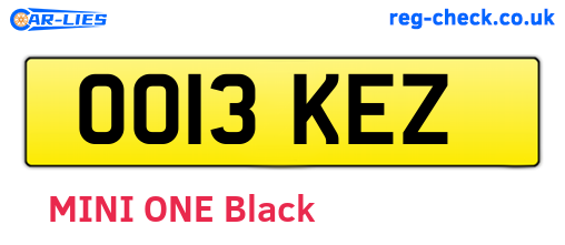 OO13KEZ are the vehicle registration plates.