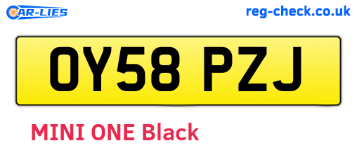 OY58PZJ are the vehicle registration plates.