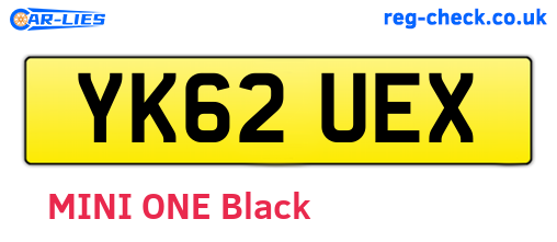 YK62UEX are the vehicle registration plates.