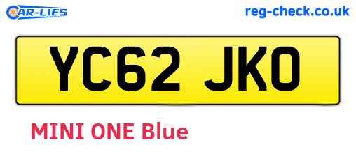 YC62JKO are the vehicle registration plates.