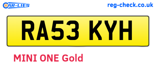 RA53KYH are the vehicle registration plates.