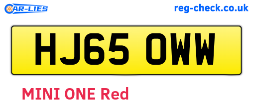HJ65OWW are the vehicle registration plates.