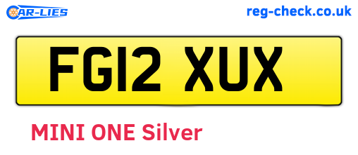 FG12XUX are the vehicle registration plates.