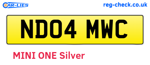 ND04MWC are the vehicle registration plates.