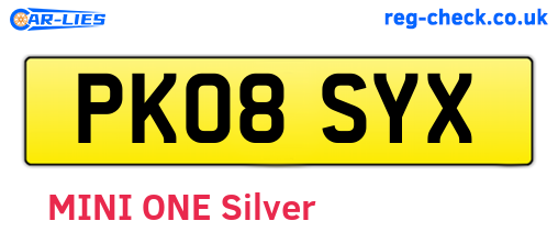 PK08SYX are the vehicle registration plates.