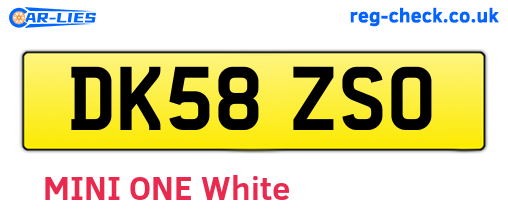 DK58ZSO are the vehicle registration plates.