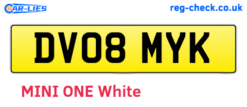DV08MYK are the vehicle registration plates.