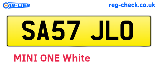 SA57JLO are the vehicle registration plates.