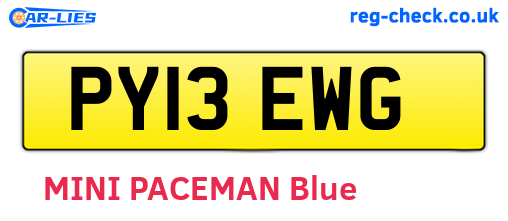 PY13EWG are the vehicle registration plates.