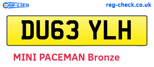 DU63YLH are the vehicle registration plates.
