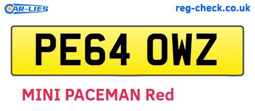 PE64OWZ are the vehicle registration plates.