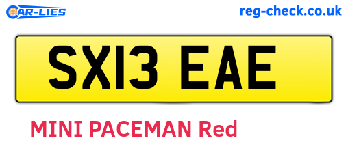 SX13EAE are the vehicle registration plates.
