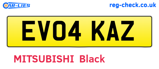 EV04KAZ are the vehicle registration plates.