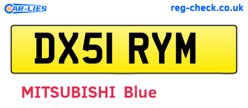 DX51RYM are the vehicle registration plates.