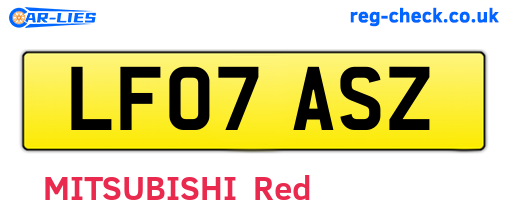 LF07ASZ are the vehicle registration plates.