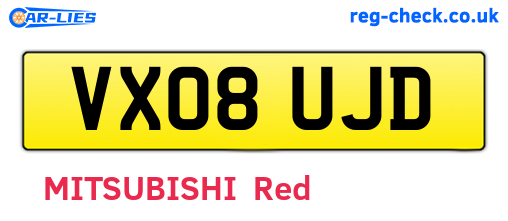 VX08UJD are the vehicle registration plates.