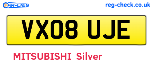 VX08UJE are the vehicle registration plates.