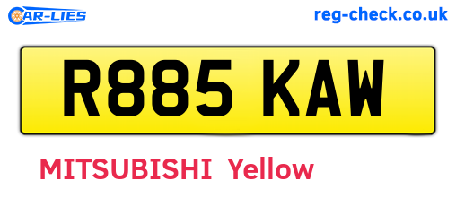 R885KAW are the vehicle registration plates.
