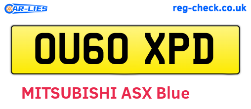 OU60XPD are the vehicle registration plates.