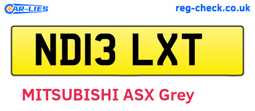 ND13LXT are the vehicle registration plates.