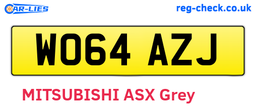 WO64AZJ are the vehicle registration plates.