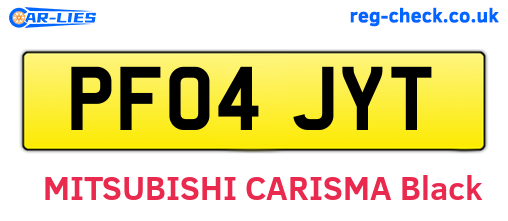 PF04JYT are the vehicle registration plates.