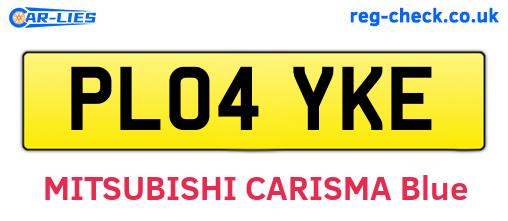PL04YKE are the vehicle registration plates.