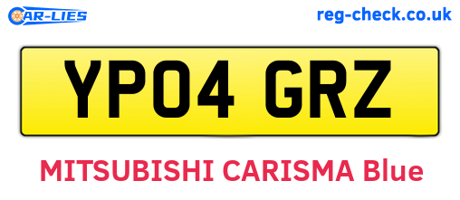 YP04GRZ are the vehicle registration plates.