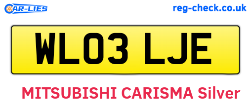WL03LJE are the vehicle registration plates.