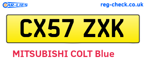 CX57ZXK are the vehicle registration plates.