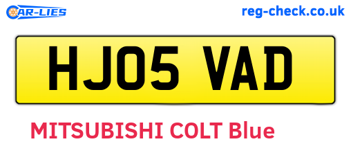 HJ05VAD are the vehicle registration plates.