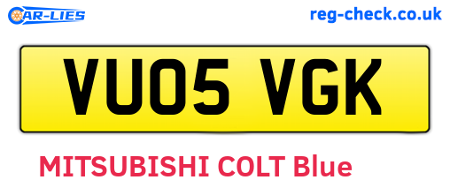 VU05VGK are the vehicle registration plates.