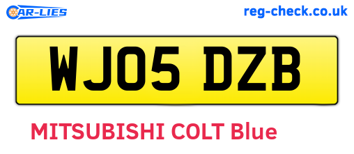 WJ05DZB are the vehicle registration plates.