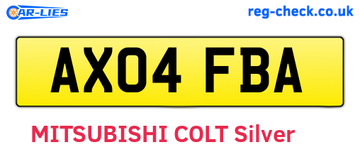 AX04FBA are the vehicle registration plates.