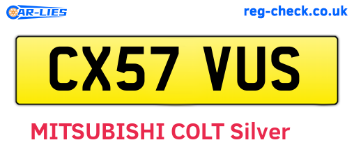 CX57VUS are the vehicle registration plates.