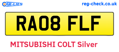 RA08FLF are the vehicle registration plates.