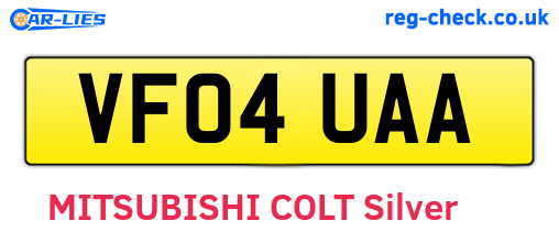 VF04UAA are the vehicle registration plates.