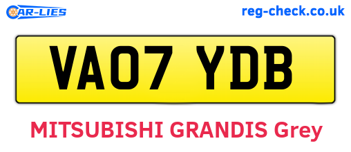 VA07YDB are the vehicle registration plates.