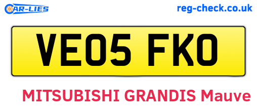VE05FKO are the vehicle registration plates.