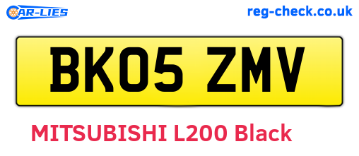BK05ZMV are the vehicle registration plates.