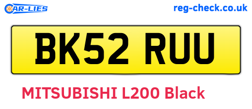 BK52RUU are the vehicle registration plates.