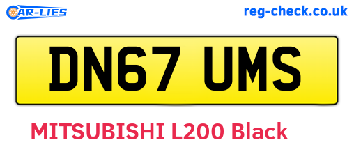 DN67UMS are the vehicle registration plates.