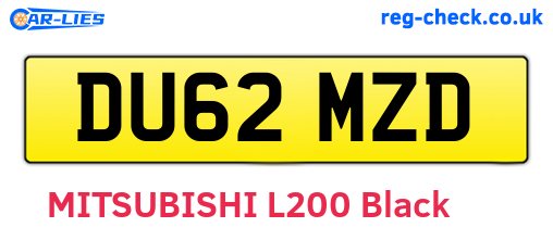 DU62MZD are the vehicle registration plates.